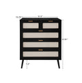 5 Drawer Cabinet, Accent Storage Cabinet, Suitable For Living Room, Bedroom, Dining Room, Study Black Mdf