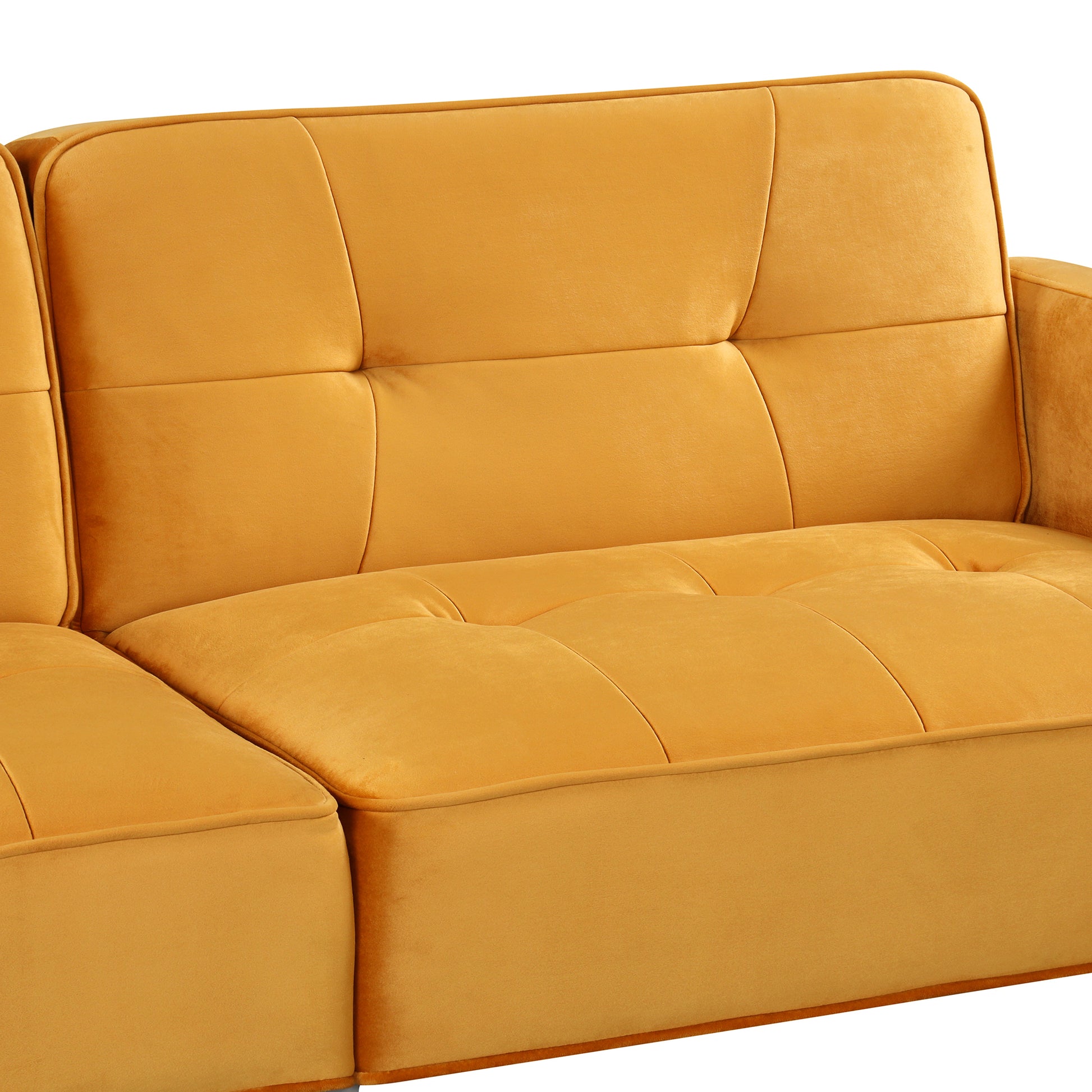 Orisfur. Linen Upholstered Modern Convertible Folding Futon Sofa Bed For Compact Living Space, Apartment, Dorm, Yellow Yellow Foam Linen