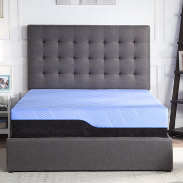 12 Inch Refresh Hybrid Cooling Gelcare Memory Foam And Coil Adult Mattress, Cal King Size Blue Bedroom Foam Spring