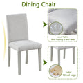 5 Piece Wooden Dining Table Set, Kitchen Table Set With A Square Table And 4 Upholstered Chairs, Wooden Dining Room Table With Crystal Decoration And Chairs Set For Kitchen, Dining Room, Silver Grey Beige Silver Gray Seats 4 Dining Room 4 Leg Square