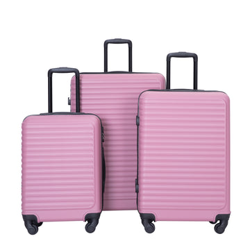 3 Piece Luggage Sets Abs Lightweight Suitcase With Two Hooks, Spinner Wheels, Tsa Lock, 20 24 28 Pink Pink Abs