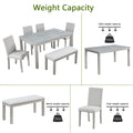 Wooden Dining Rectangular Table With Bench, Kitchen Table With Bench For Small Space, 6 Person Dining Table, Silver Grey Beige Silver Gray Seats 6 Dining Room Rectangular 4 Leg Rectangular Dining Table With Chair And Bench Solid Wood Mdf