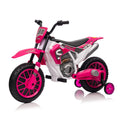 12V Kids Ride On Toy Motorcycle, Electric Motor Toy Bike With Training Wheels For Kids 3 6, Rose Red Rose Red Polypropylene