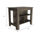 Delos Kitchen Island, Four Legs, Three Shelves, Dark Brown Brown Particle Board Particle Board