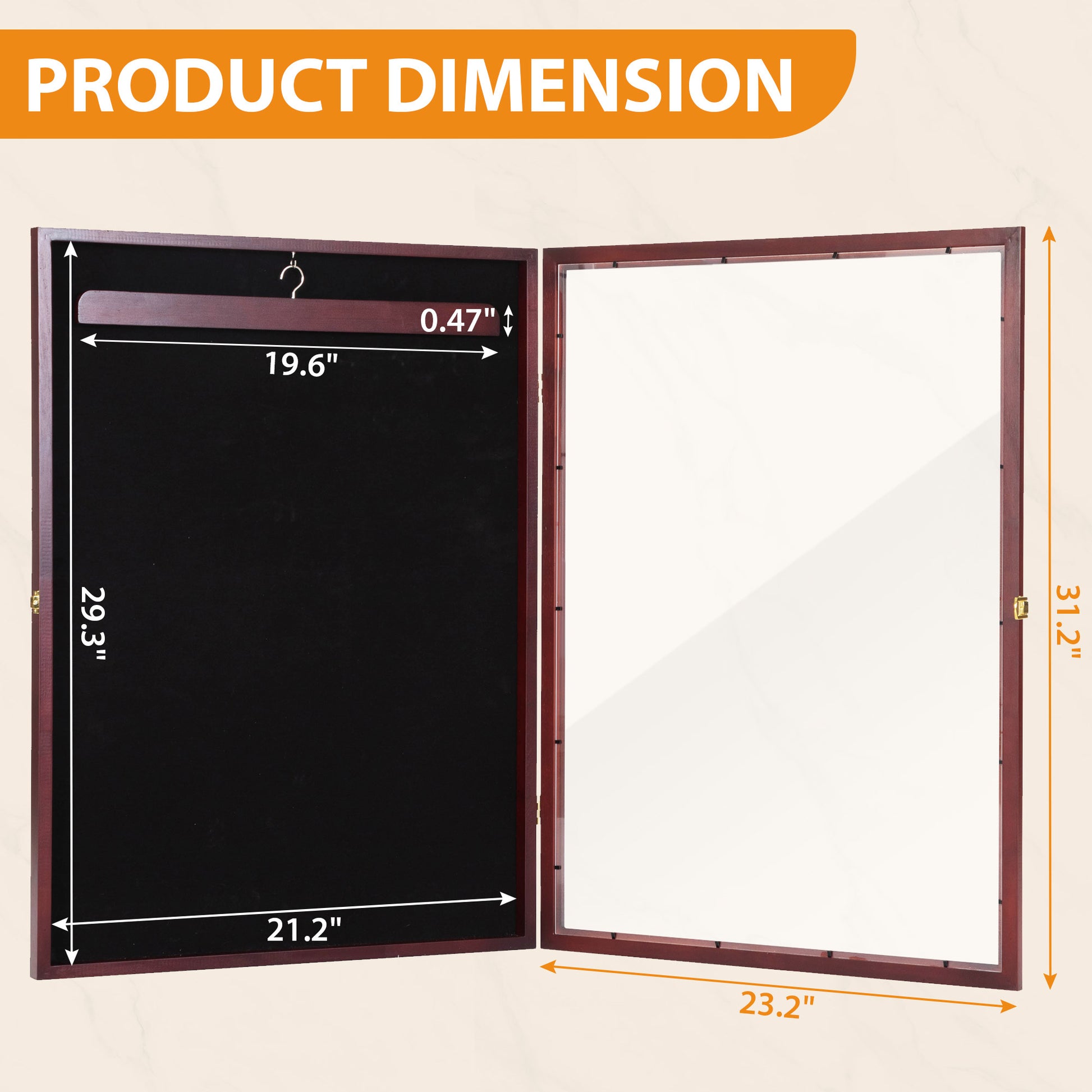 Jersey Frame Display Case With Lengthened Hanger For Baseball Basketball Football Hockey Sport Shirt And Uniform, Brown Brown Pine