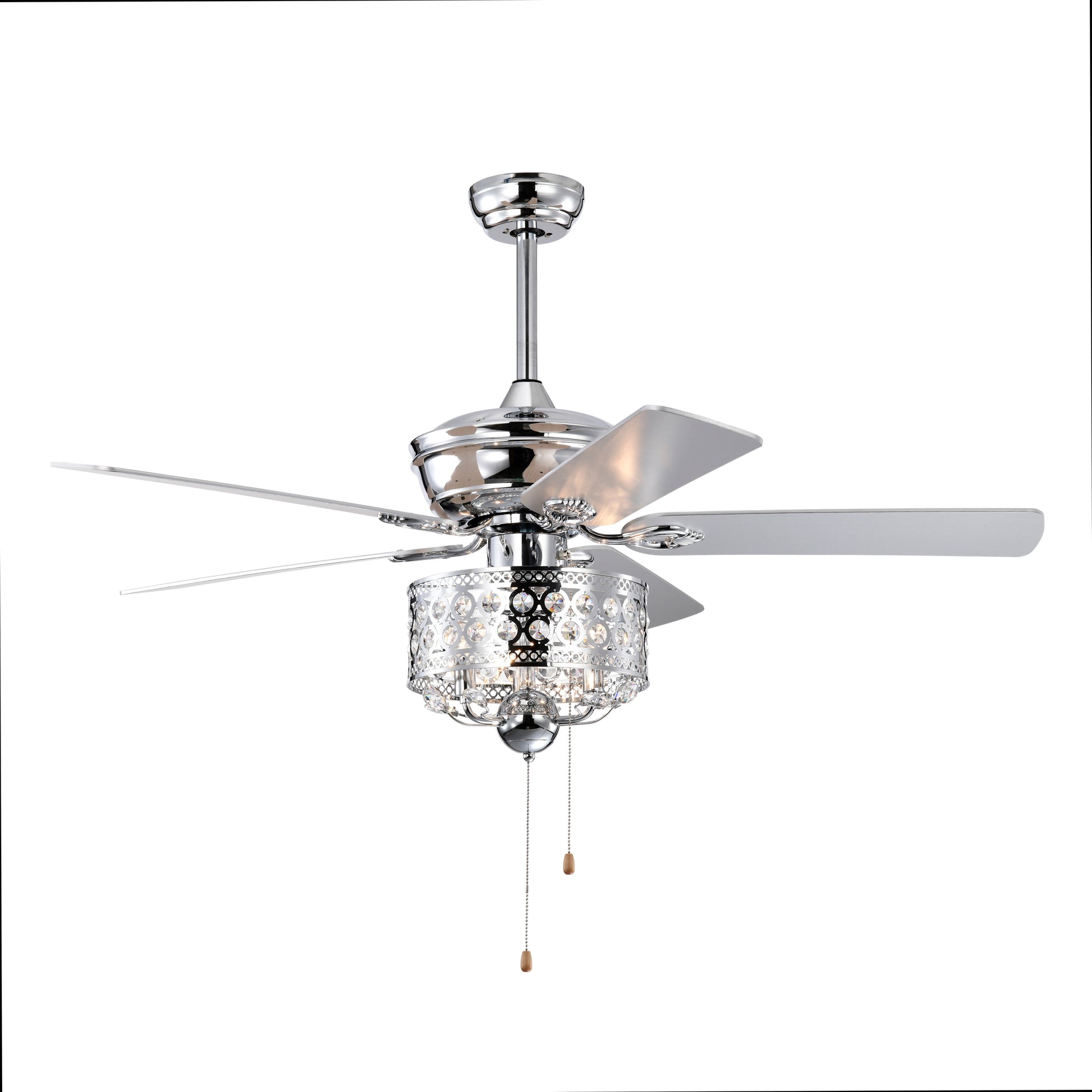 52 Inch Indoor Ceiling Fan With Pull Chain,Reversible Ac Motorspull Chain Chrome No Include Bulb Chrome American Traditional,Antique,Classic,Contemporary Plywood Metal