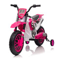 12V Kids Ride On Toy Motorcycle, Electric Motor Toy Bike With Training Wheels For Kids 3 6, Rose Red Rose Red Polypropylene