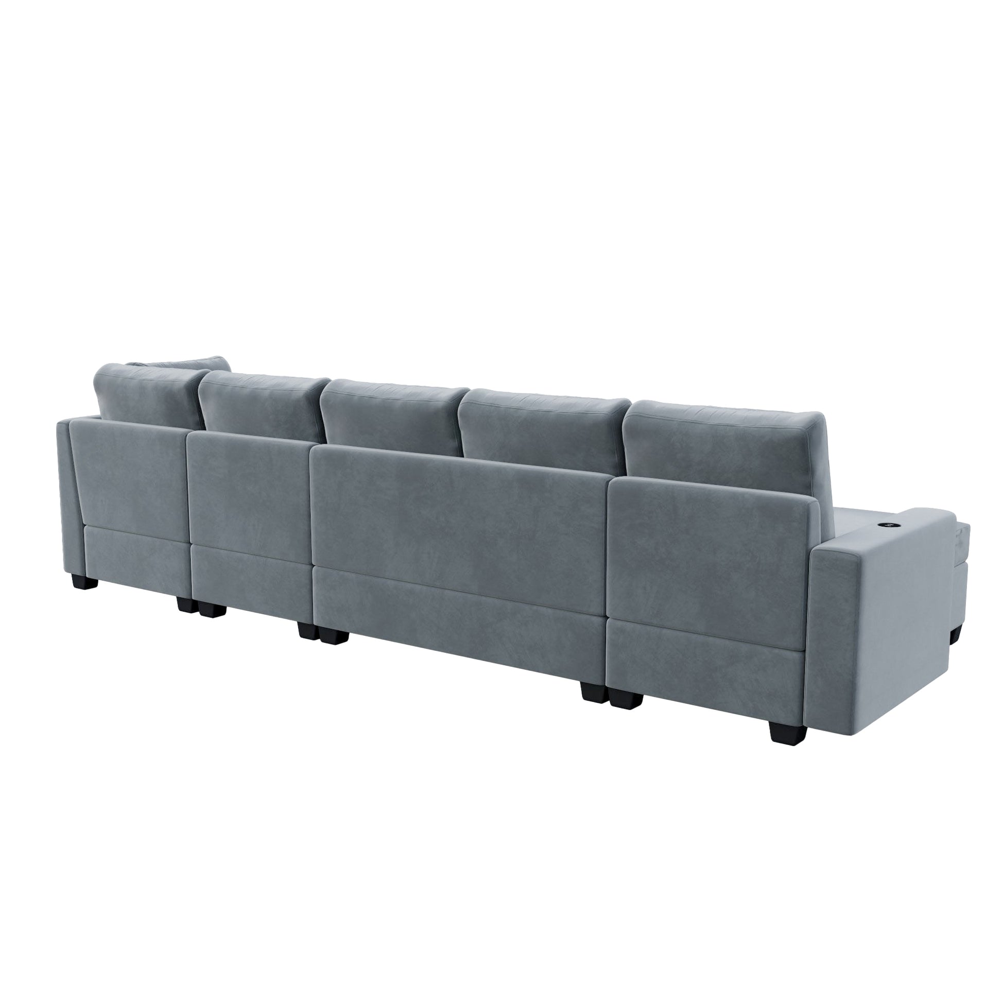 138*56" Modern L Shape Sectional Sofa, 6 Seat Velvet Fabric Couch With Convertible Chaise Lounge,Freely Combinable Indoor Furniture For Living Room, Apartment, Office,3 Colors Grey Velvet 6 Seat