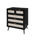 5 Drawer Cabinet, Accent Storage Cabinet, Suitable For Living Room, Bedroom, Dining Room, Study Black Mdf