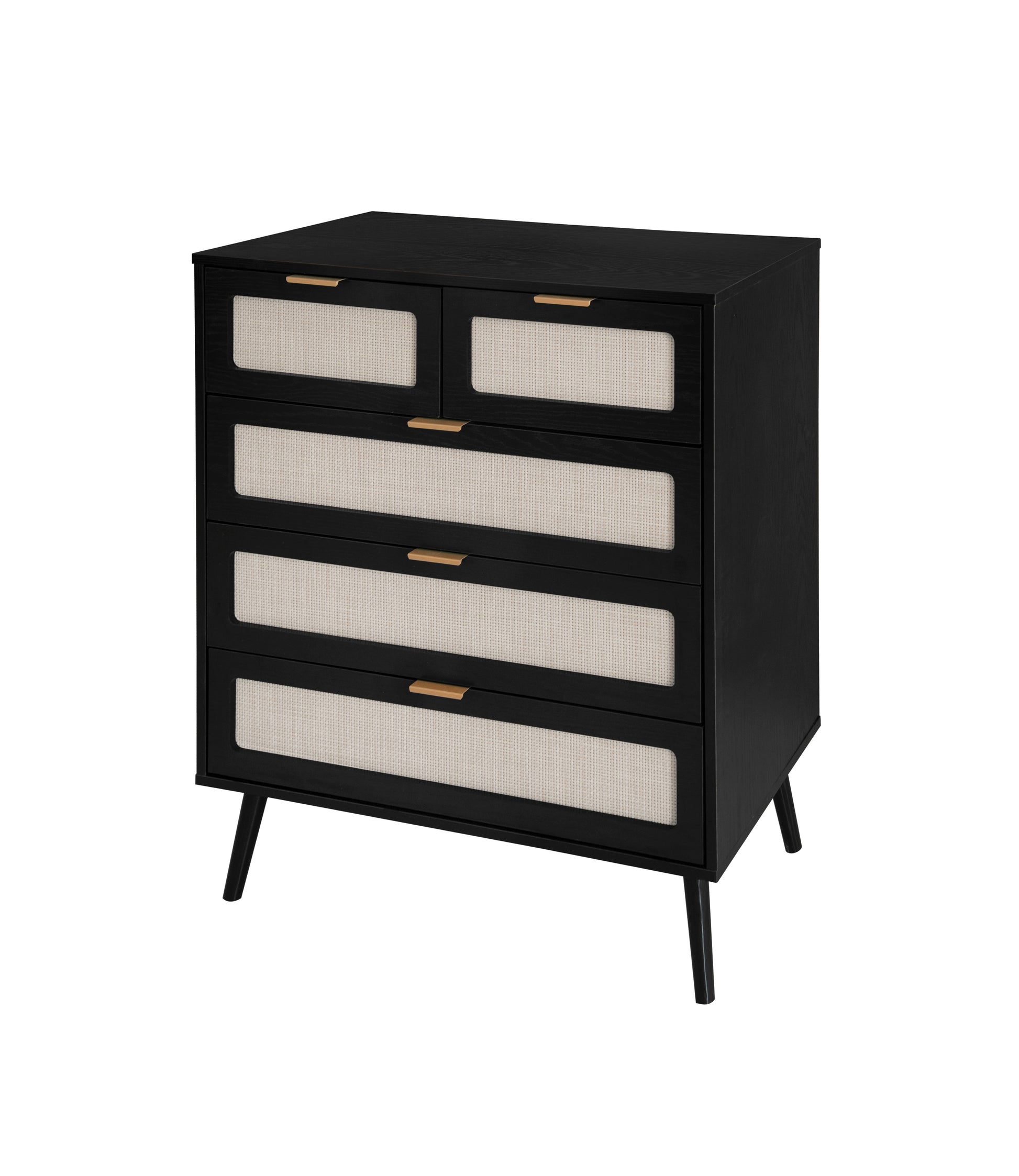 5 Drawer Cabinet, Accent Storage Cabinet, Suitable For Living Room, Bedroom, Dining Room, Study Black Mdf