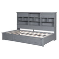 Twin Size Wood Daybed With Multi Storage Shelves, Charging Station And 3 Drawers, Gray Box Spring Not Required Twin Gray Wood Solid Wood Mdf