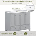 36'' Bathroom Vanity With Resin Sink Combo,Solid Wood Frame Bathroom Storage Cabinet, Freestanding Vanity Set With 4 Soft Closing Doors& 2 Drawers Same As Sw000124Aae Grey Bathroom Modern Solid Wood