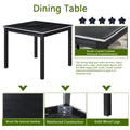 5 Piece Wooden Dining Table Set, Kitchen Table Set With A Square Table And 4 Upholstered Chairs, Wooden Dining Room Table With Crystal Decoration And Chairs Set For Kitchen, Dining Room, Black Black Seats 4 Dining Room 4 Leg Square Dining Table With