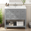 36'' Bathroom Vanity With Undermount Sink,Free Standing Vanity Set With 4 Drawers& Soft Closing Doors,Solid Wood Frame Bathroom Storage Cabinet 4 Grey 2 2 Adjustable Hinges Bathroom Freestanding Solid Wood Mdf Resin Painted