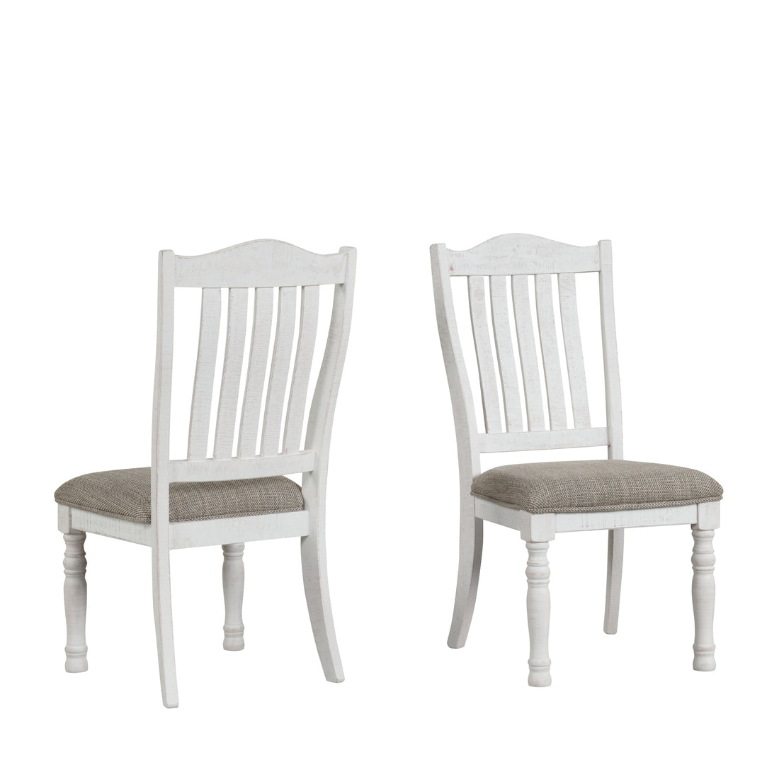 Ebret Farmhouse Two Tone Distressed Wood Dining Chairs, Set Of 2, Brown And White White Wood