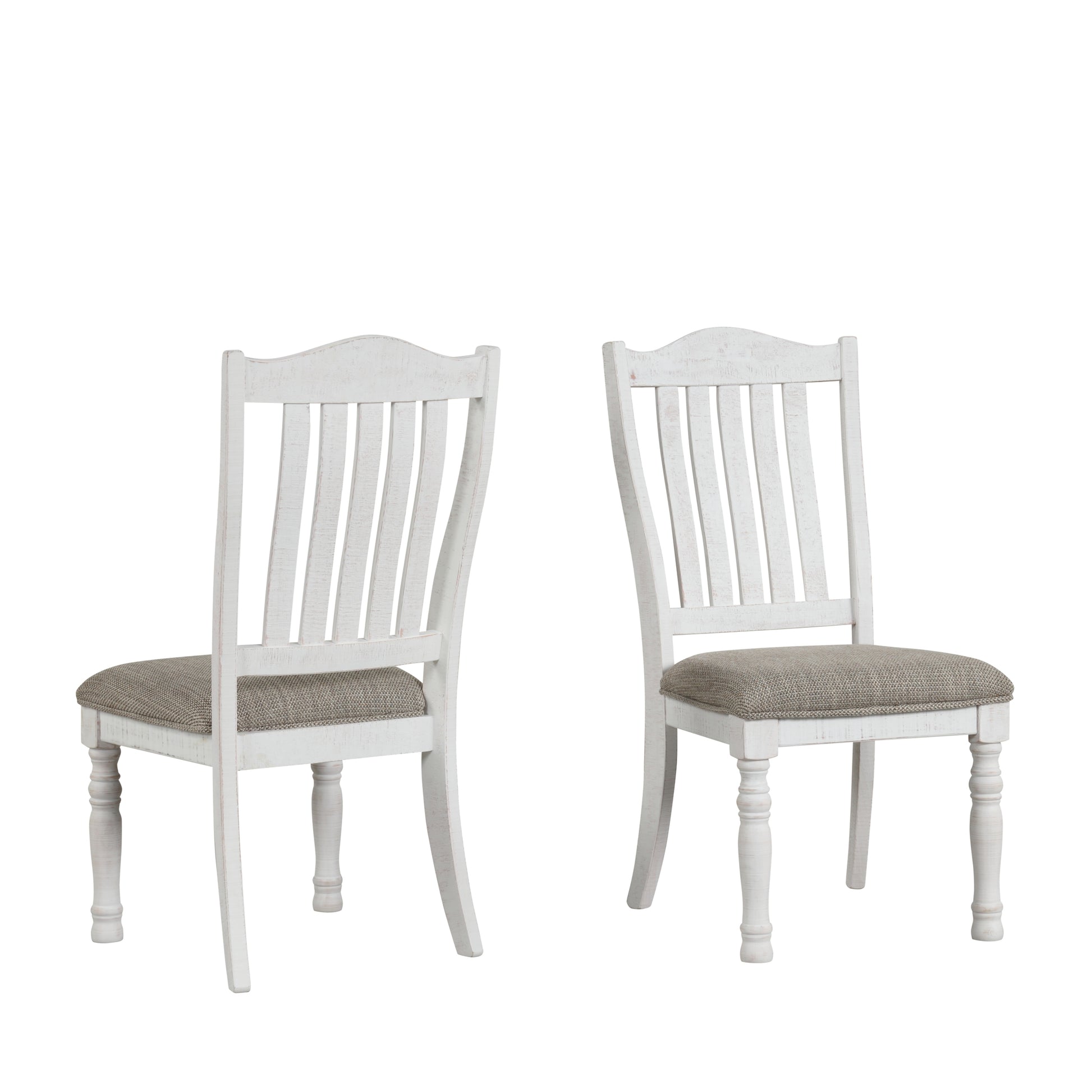 Ebret Farmhouse Two Tone Distressed Wood Dining Chairs, Set Of 2, Brown And White White Wood