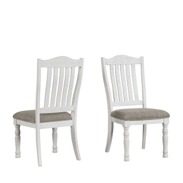 Ebret Farmhouse Two Tone Distressed Wood Dining Chairs, Set Of 2, Brown And White White Wood