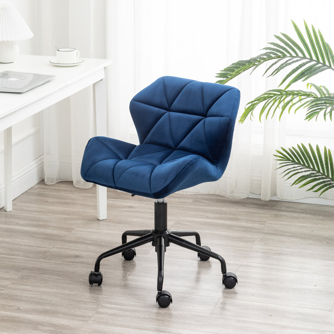 Eldon Diamond Tufted Adjustable Swivel Office Chair, Blue Blue Velvet