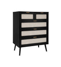 5 Drawer Cabinet, Accent Storage Cabinet, Suitable For Living Room, Bedroom, Dining Room, Study Black Mdf