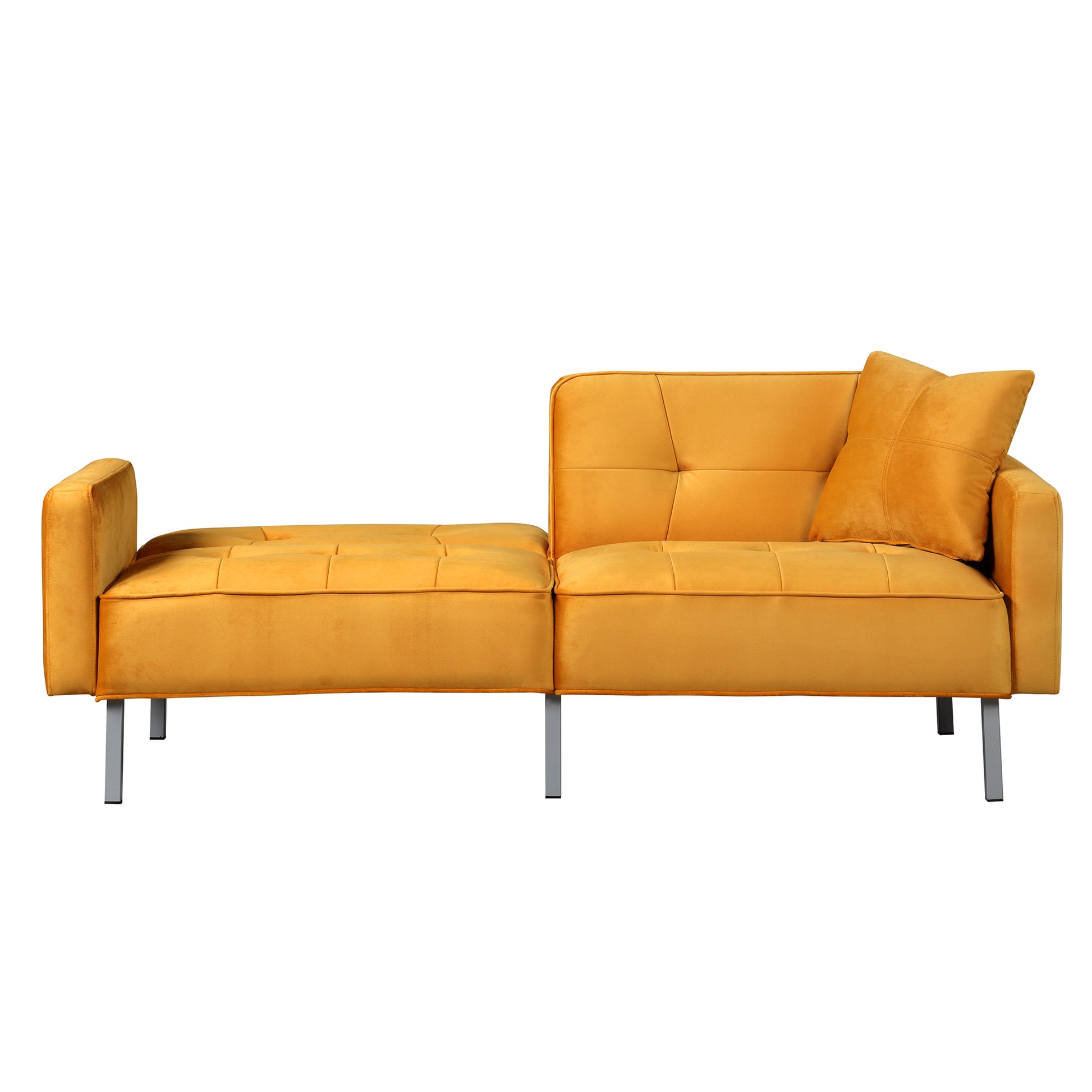 Orisfur. Linen Upholstered Modern Convertible Folding Futon Sofa Bed For Compact Living Space, Apartment, Dorm, Yellow Yellow Foam Linen