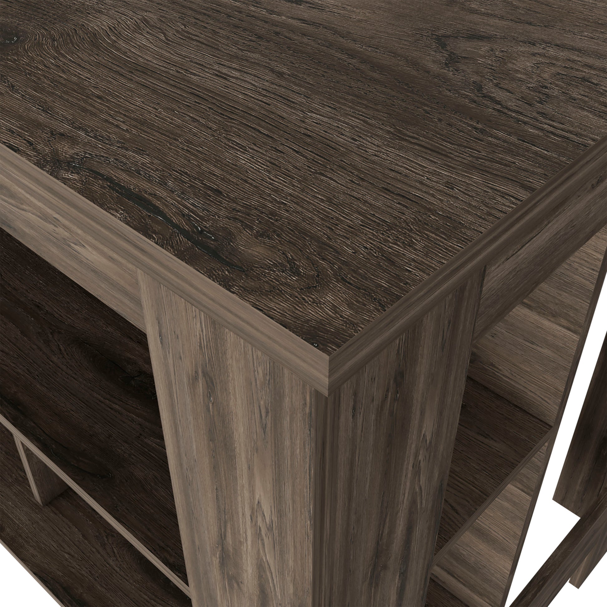 Delos Kitchen Island, Four Legs, Three Shelves, Dark Brown Brown Particle Board Particle Board