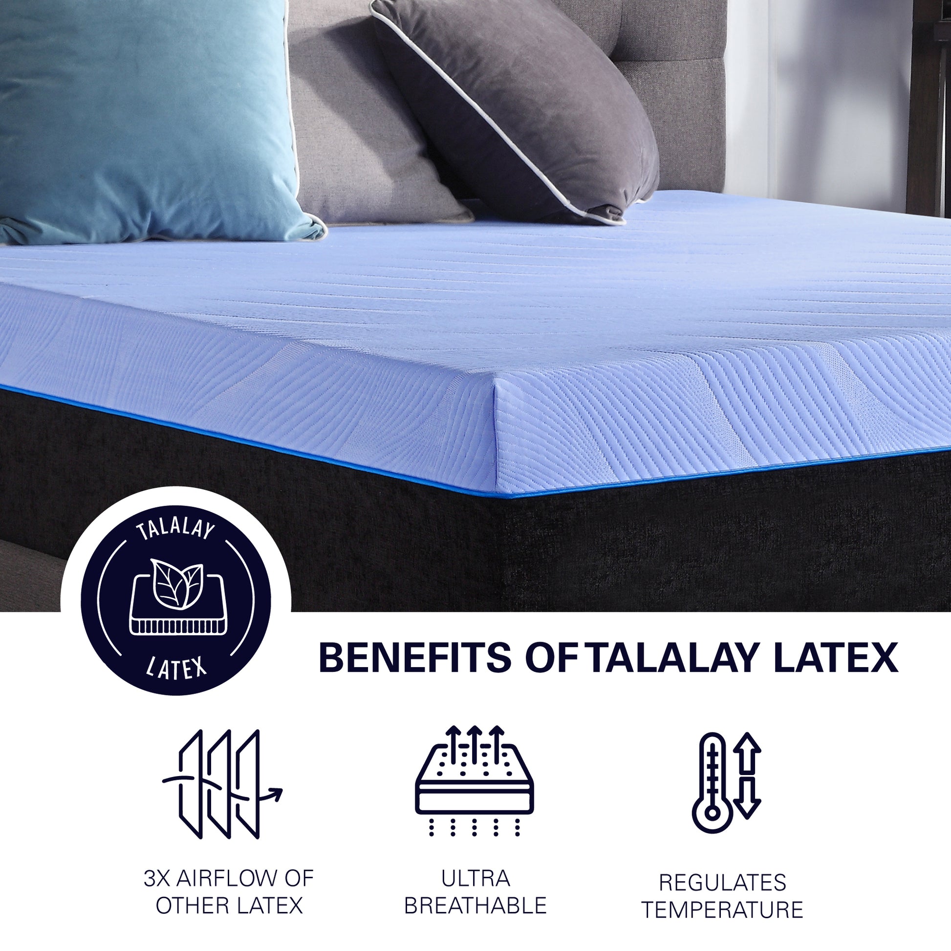 12 Inch Refresh Flex Head Memory Foam Hybrid Mattress And Adjustable Base Bundle, Queen Size Queen Blue Foam Foam Spring