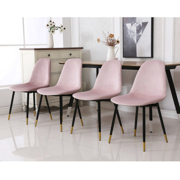 Lassan Contemporary Fabric Dining Chairs, Set Of 4, Pink Pink Polyester