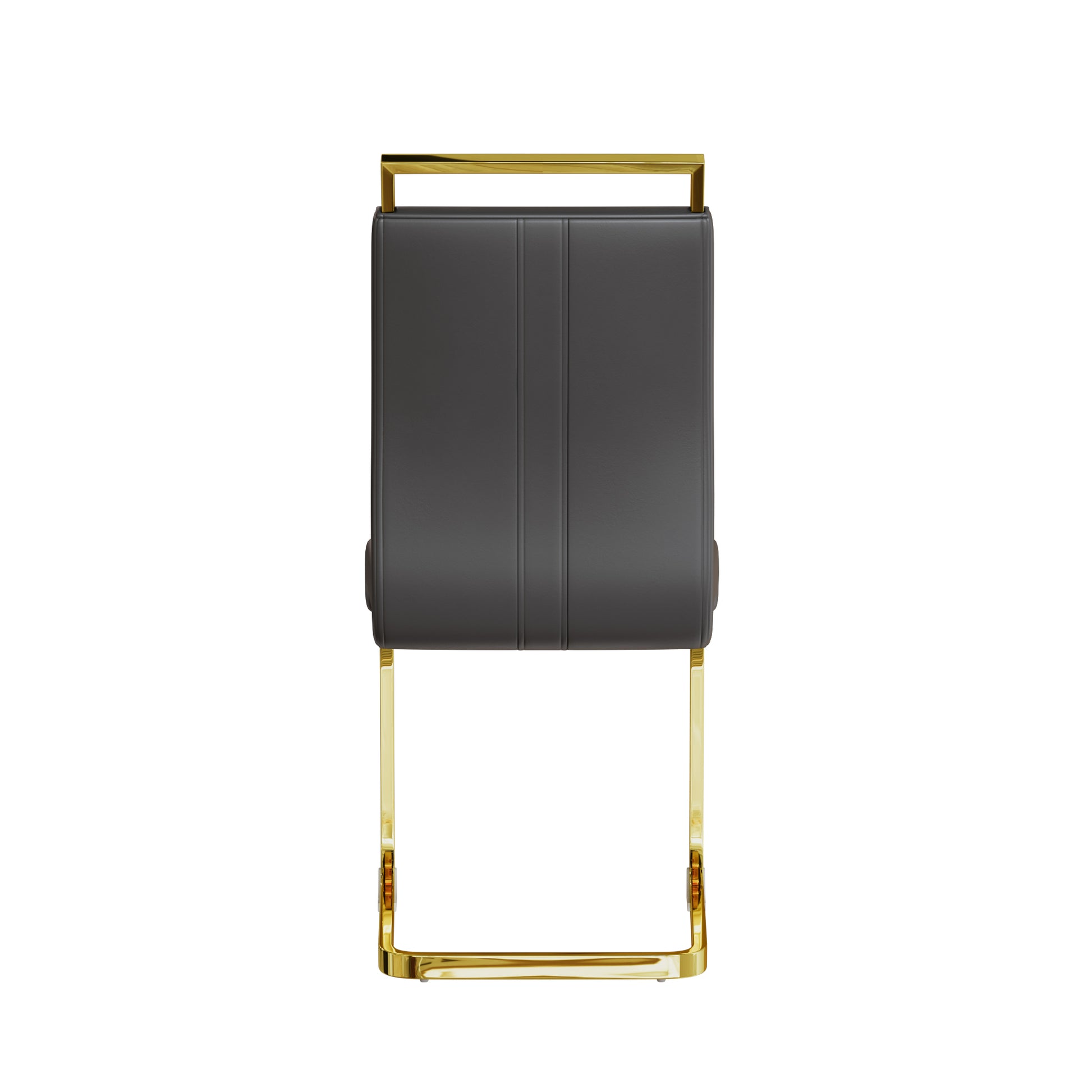 Modern Dining Chairs,Pu Faux Leather High Back Upholstered Side Chair With C Shaped Tube. Plating Golden Metal Legs For Dining Room Kitchen Vanity Patio Club Guest Office Chair Set Of 2 Grey Pu Grey Kitchen Dining Chairs Foam Pu