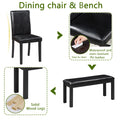 Wooden Dining Rectangular Table With Bench, Kitchen Table With Bench For Small Space, 6 Person Dining Table, Black Black Seats 6 Dining Room Rectangular 4 Leg Rectangular Dining Table With Chair And Bench Solid Wood Mdf