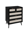 5 Drawer Cabinet, Accent Storage Cabinet, Suitable For Living Room, Bedroom, Dining Room, Study Black Mdf