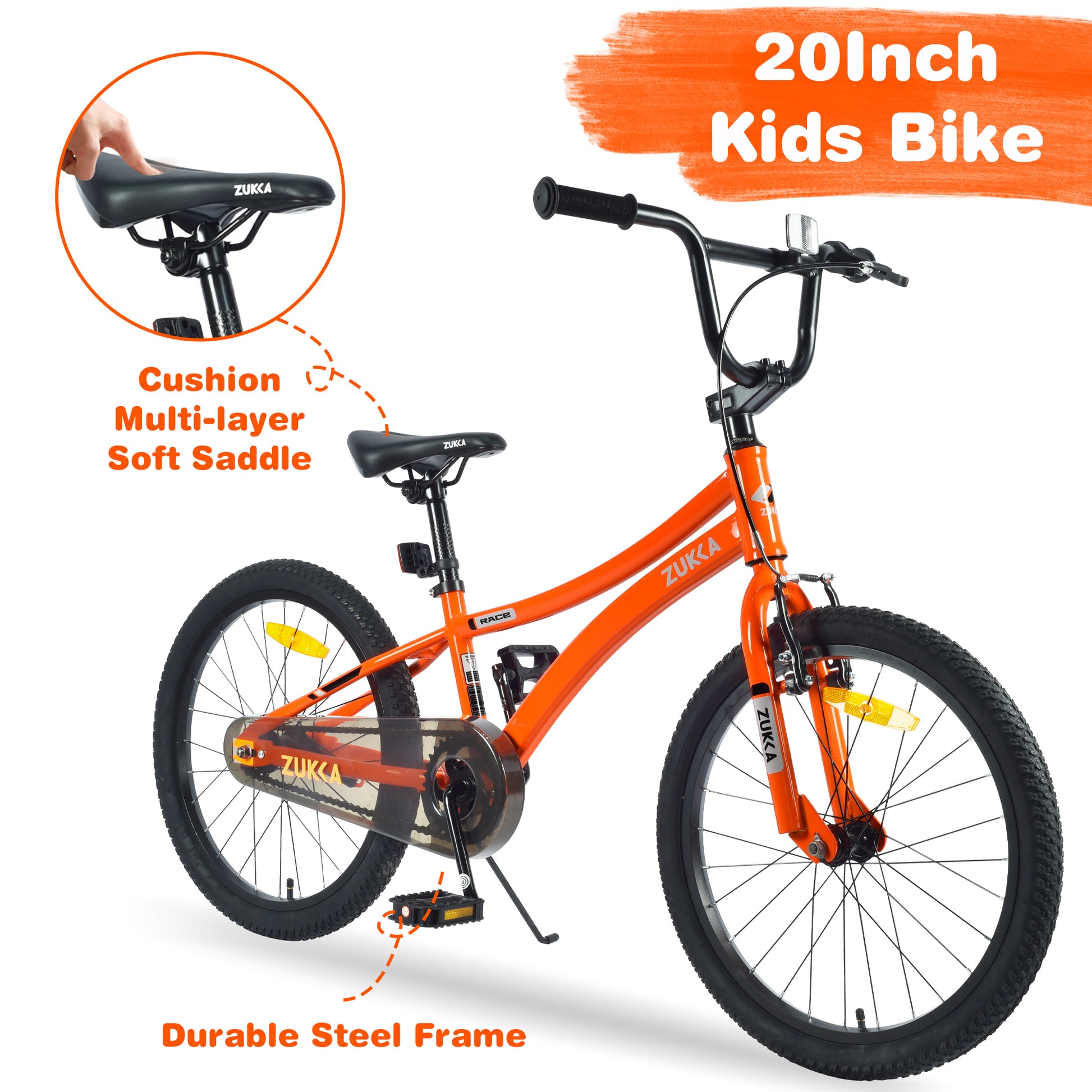 Kids Bike,20 Inch Kids' Bicycle For Boys Age 7 10 Years,Multiple Colors Cycling Orange Garden & Outdoor Steel