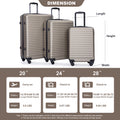 3 Piece Luggage Sets Abs Lightweight Suitcase With Two Hooks, Spinner Wheels, Tsa Lock, 20 24 28 Gold Gold Abs