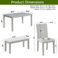 Wooden Dining Rectangular Table With Bench, Kitchen Table With Bench For Small Space, 6 Person Dining Table, Silver Grey Beige Silver Gray Seats 6 Dining Room Rectangular 4 Leg Rectangular Dining Table With Chair And Bench Solid Wood Mdf