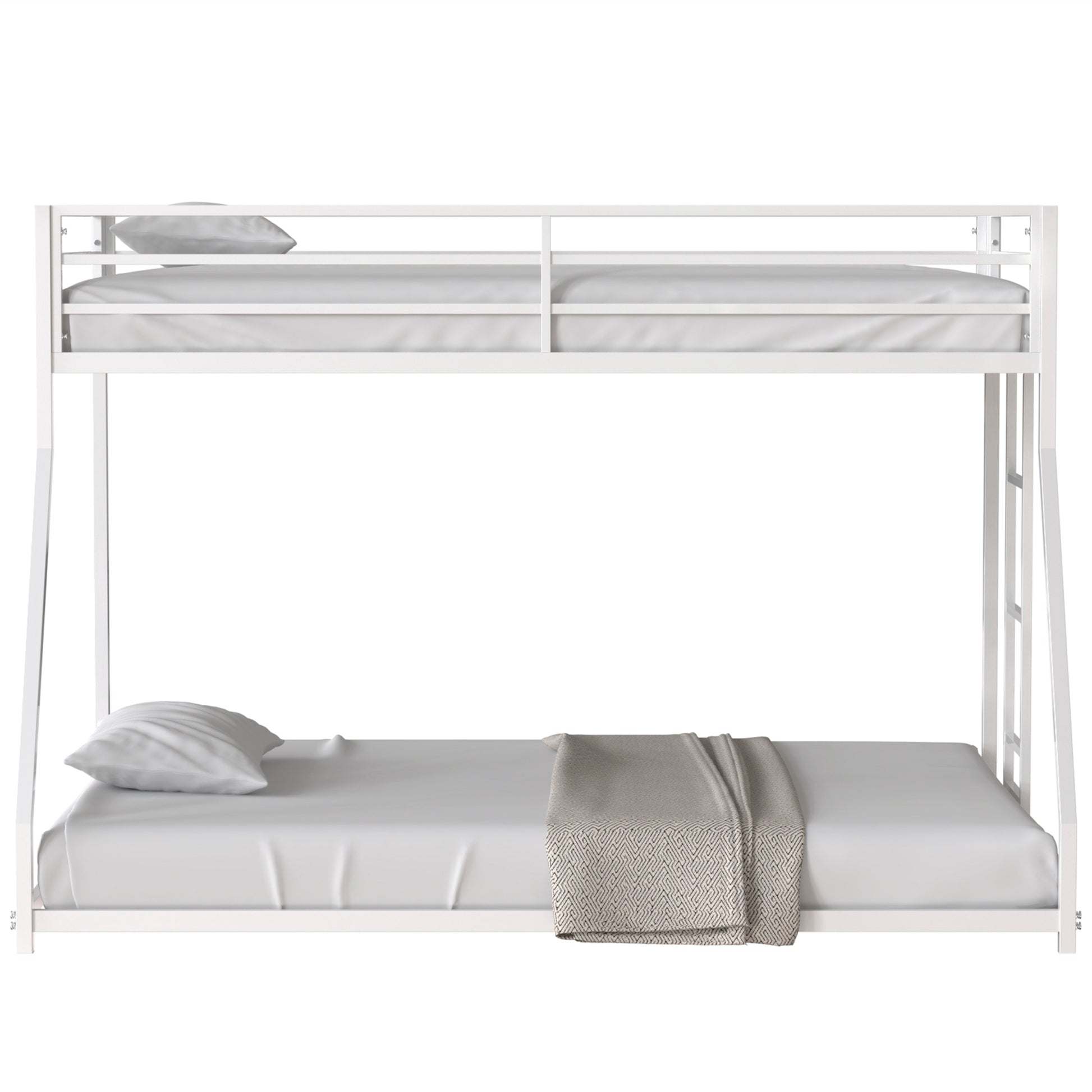 Adam Twin Over Full Metal Bunk, White Full Box Spring Not Required White Metal Bedroom Bunk Metal Metal