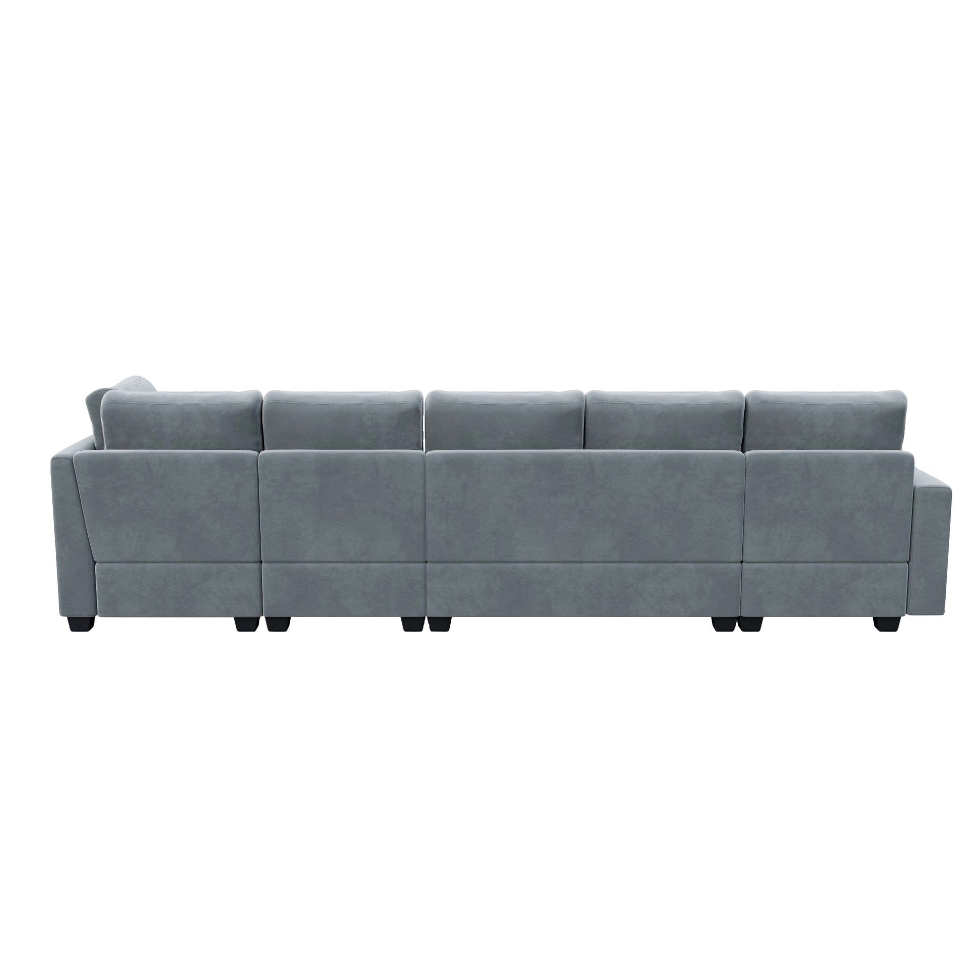 138*56" Modern L Shape Sectional Sofa, 6 Seat Velvet Fabric Couch With Convertible Chaise Lounge,Freely Combinable Indoor Furniture For Living Room, Apartment, Office,3 Colors Grey Velvet 6 Seat