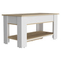 Saturn Storage Table, Four Legs, Lower Shelf, Light Oak White Multicolor Particle Board Particle Board