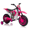 12V Kids Ride On Toy Motorcycle, Electric Motor Toy Bike With Training Wheels For Kids 3 6, Rose Red Rose Red Polypropylene