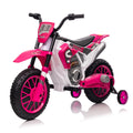 12V Kids Ride On Toy Motorcycle, Electric Motor Toy Bike With Training Wheels For Kids 3 6, Rose Red Rose Red Polypropylene