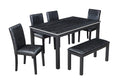 Wooden Dining Rectangular Table With Bench, Kitchen Table With Bench For Small Space, 6 Person Dining Table, Black Black Seats 6 Dining Room Rectangular 4 Leg Rectangular Dining Table With Chair And Bench Solid Wood Mdf