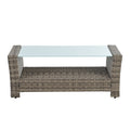 Patio Furniture, Outdoor Furniture, Seasonal Pe Wicker Furniture, 6 Set Wicker Furniture With Tempered Glass Coffee Table Brown Pe Rattan Iron Waterproof Fabric