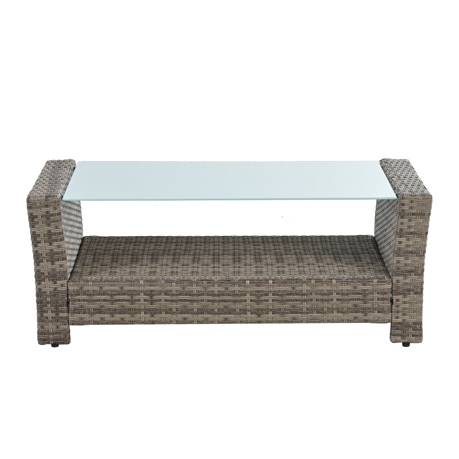 Patio Furniture, Outdoor Furniture, Seasonal Pe Wicker Furniture, 6 Set Wicker Furniture With Tempered Glass Coffee Table Brown Pe Rattan Iron Waterproof Fabric