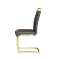 Modern Dining Chairs,Pu Faux Leather High Back Upholstered Side Chair With C Shaped Tube. Plating Golden Metal Legs For Dining Room Kitchen Vanity Patio Club Guest Office Chair Set Of 2 Grey Pu Grey Kitchen Dining Chairs Foam Pu