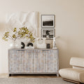 Accent Cabinet Farmhouse Style 4 Door Wooden Cabinet Sideboard Buffet Server Cabinet Storage Cabinet, For Living Room, Entryway, Hallway, Office, Kitchen And Dining Room, Natural Wood Wash Natural