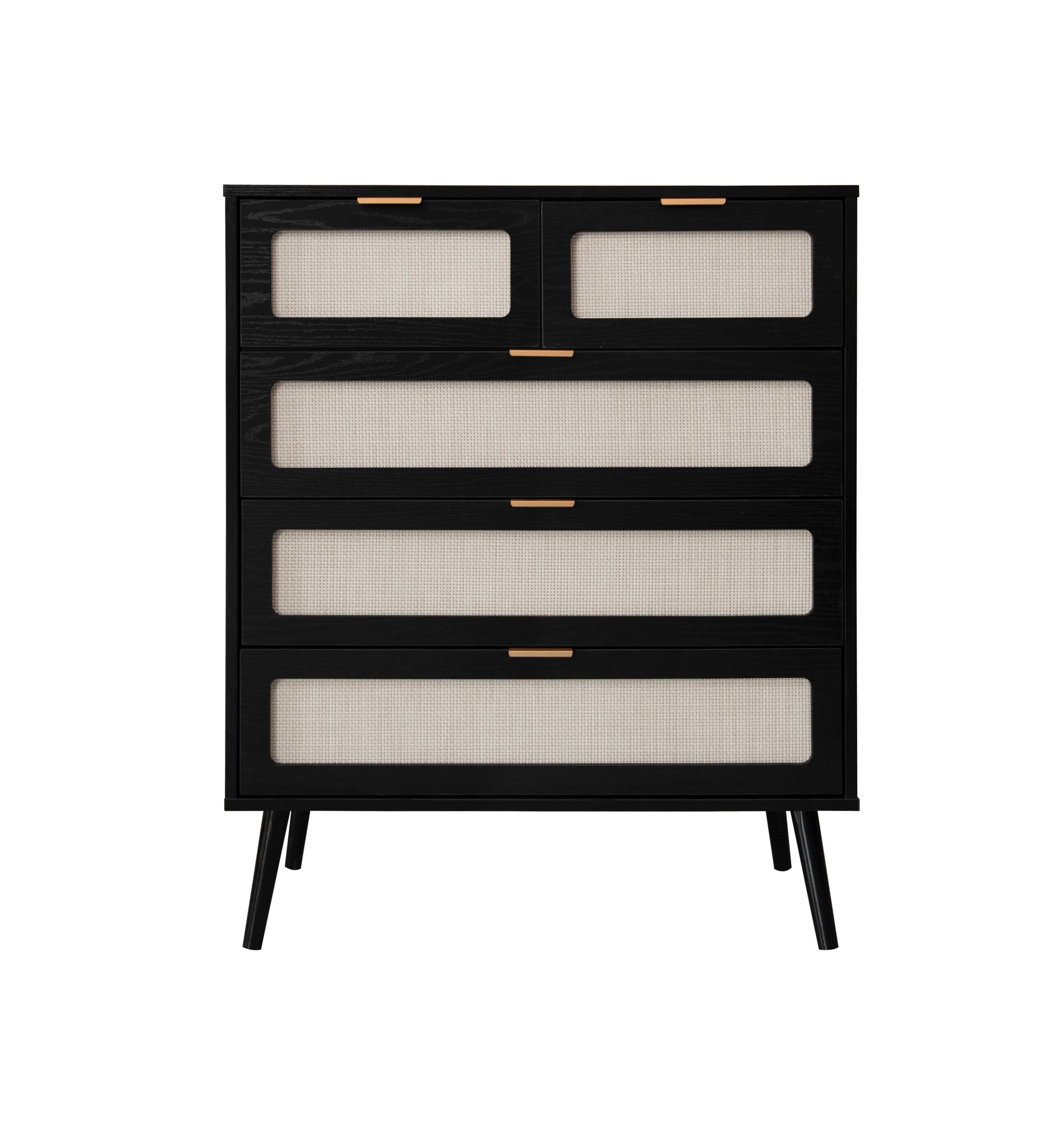 5 Drawer Cabinet, Accent Storage Cabinet, Suitable For Living Room, Bedroom, Dining Room, Study Black Mdf