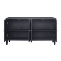 Accent Cabinet 4 Door Wooden Cabinet Sideboard Buffet Server Cabinet Storage Cabinet, For Living Room, Entryway, Hallway, Office, Kitchen And Dining Room, Matte Black Matte Matte Black Solid Wood Mdf