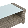 Patio Furniture, Outdoor Furniture, Seasonal Pe Wicker Furniture, 6 Set Wicker Furniture With Tempered Glass Coffee Table Brown Pe Rattan Iron Waterproof Fabric