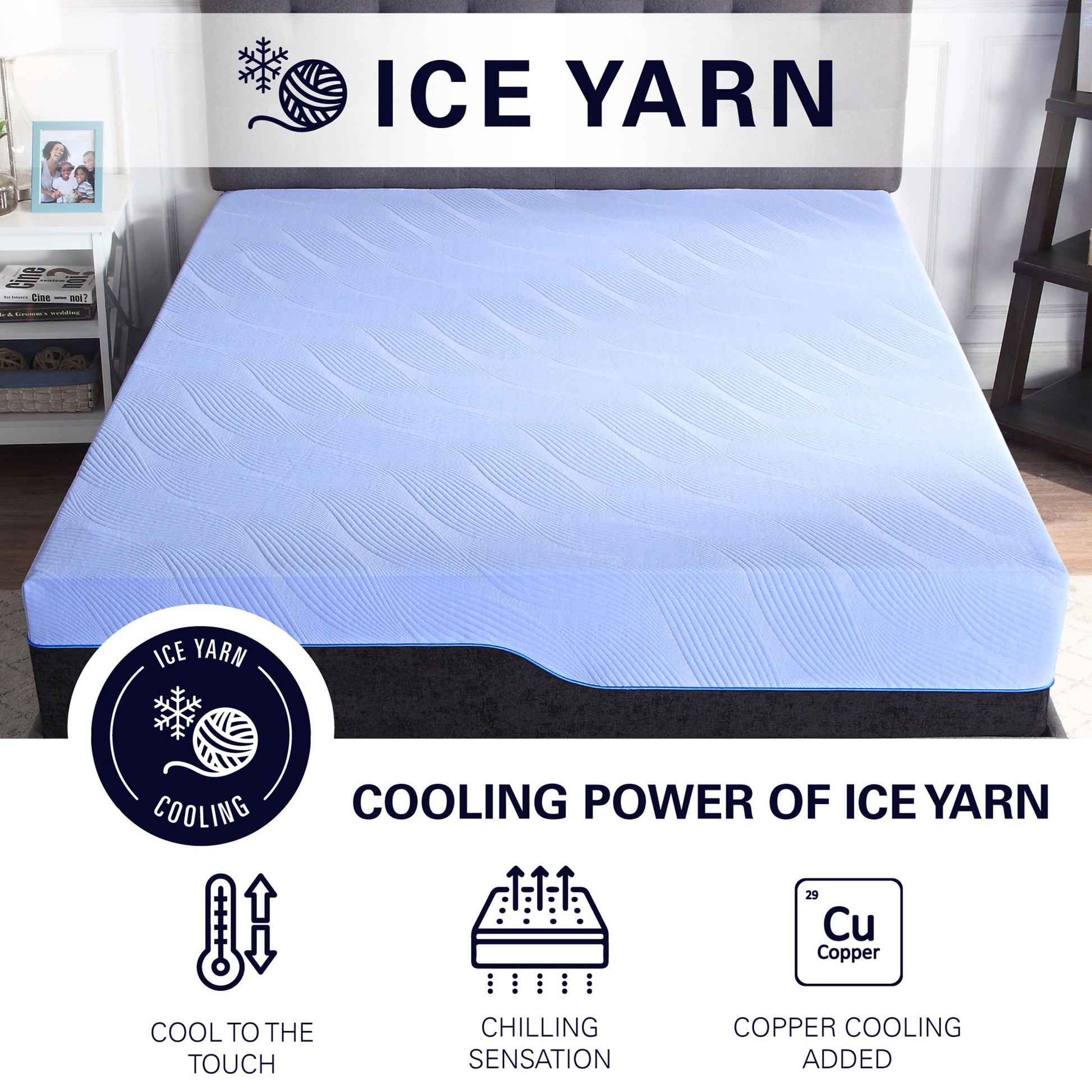 12 Inch Refresh Flex Head Hybrid Cooling Gelcare Memory Foam And Coil Adult Mattress, Queen Size Blue Bedroom Foam Spring