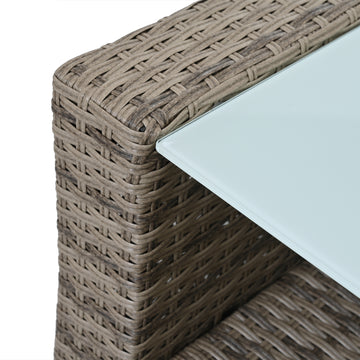 Patio Furniture, Outdoor Furniture, Seasonal Pe Wicker Furniture, 6 Set Wicker Furniture With Tempered Glass Coffee Table Brown Pe Rattan Iron Waterproof Fabric