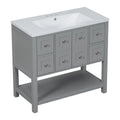 36'' Bathroom Vanity With Undermount Sink,Free Standing Vanity Set With 4 Drawers& Soft Closing Doors,Solid Wood Frame Bathroom Storage Cabinet 4 Grey 2 2 Adjustable Hinges Bathroom Freestanding Solid Wood Mdf Resin Painted