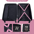 3 Piece Luggage Sets Abs Lightweight Suitcase With Two Hooks, Spinner Wheels, Tsa Lock, 20 24 28 Pink Pink Abs